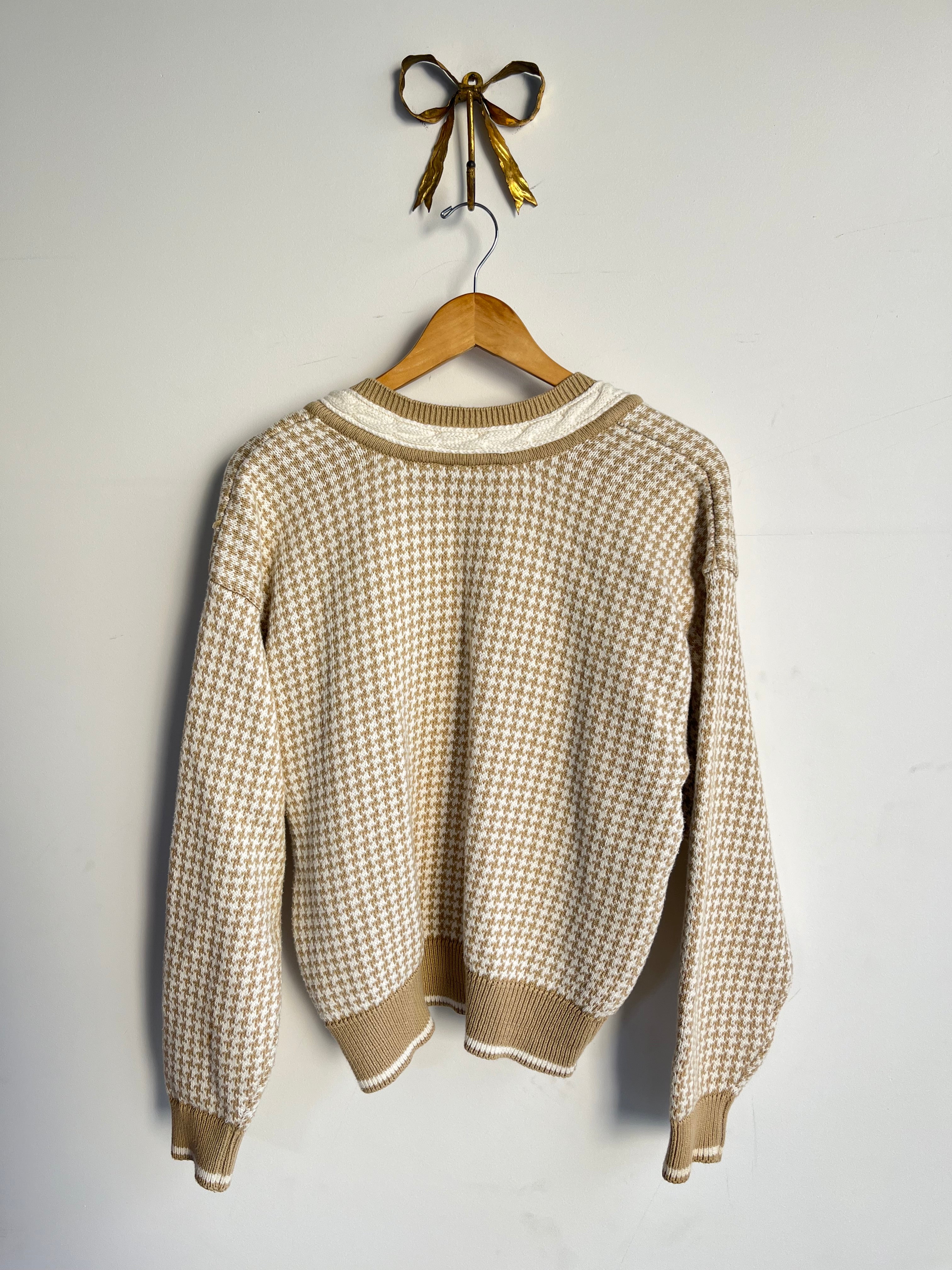 Deep-V Houndstooth Sweater