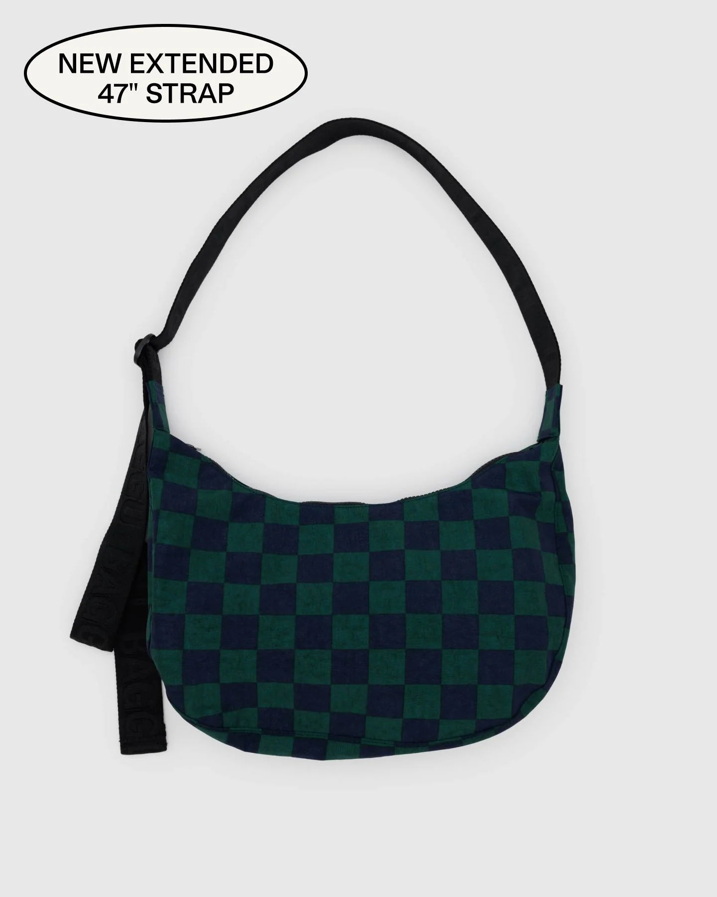 Medium Crescent Bag - Navy Green Check