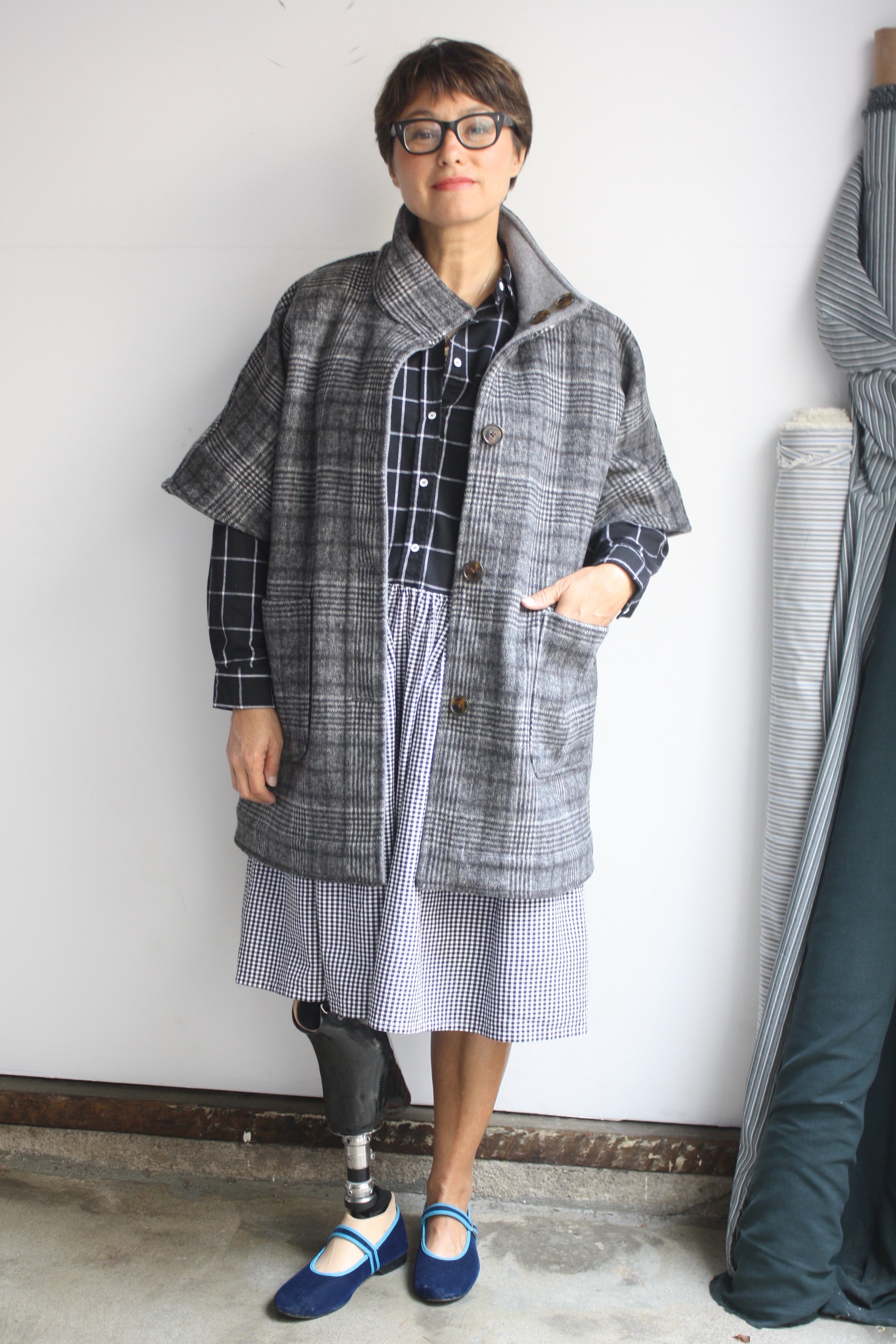 Hedy Dress 14 - Black Grid/Black Gingham