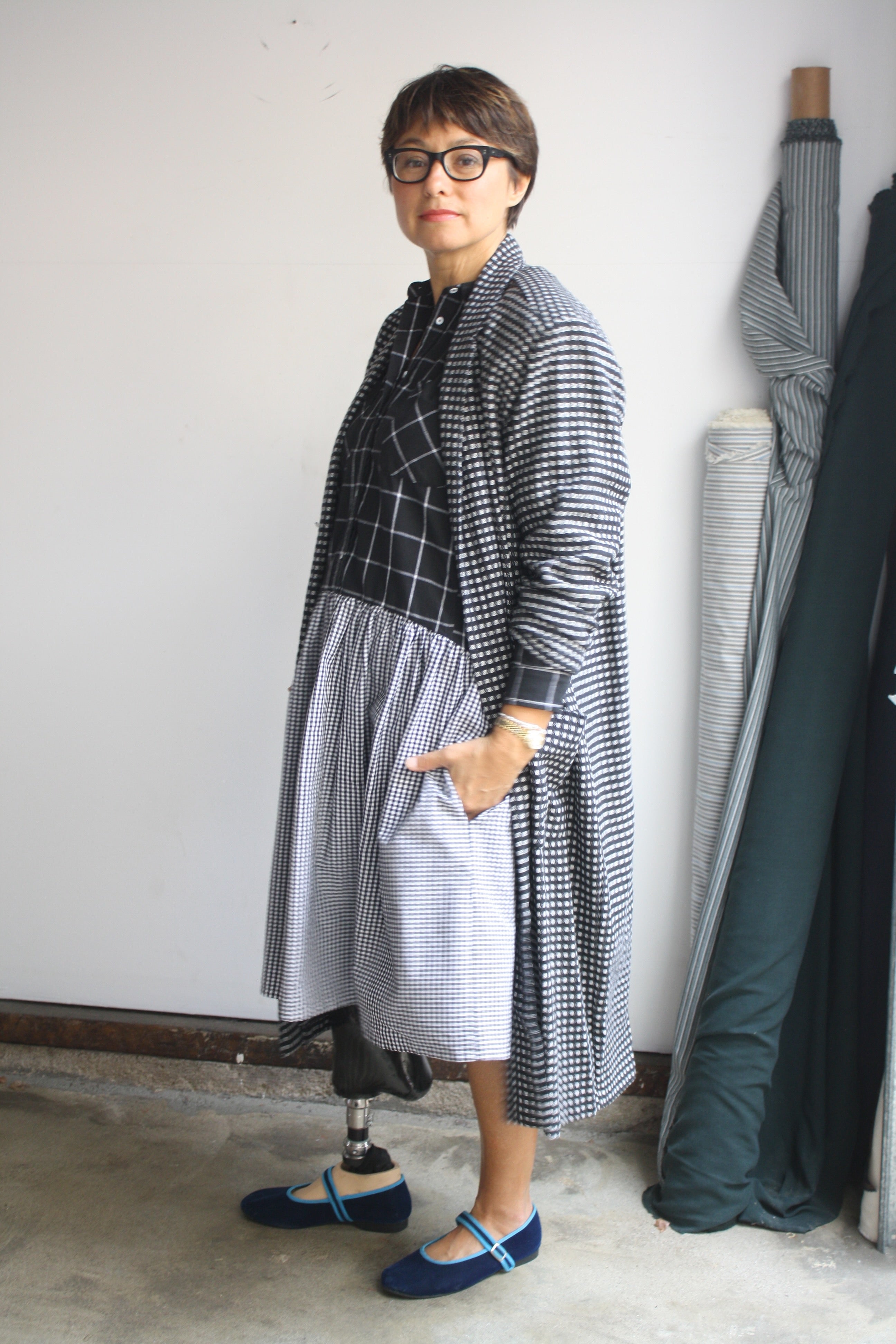 Hedy Dress 14 - Black Grid/Black Gingham