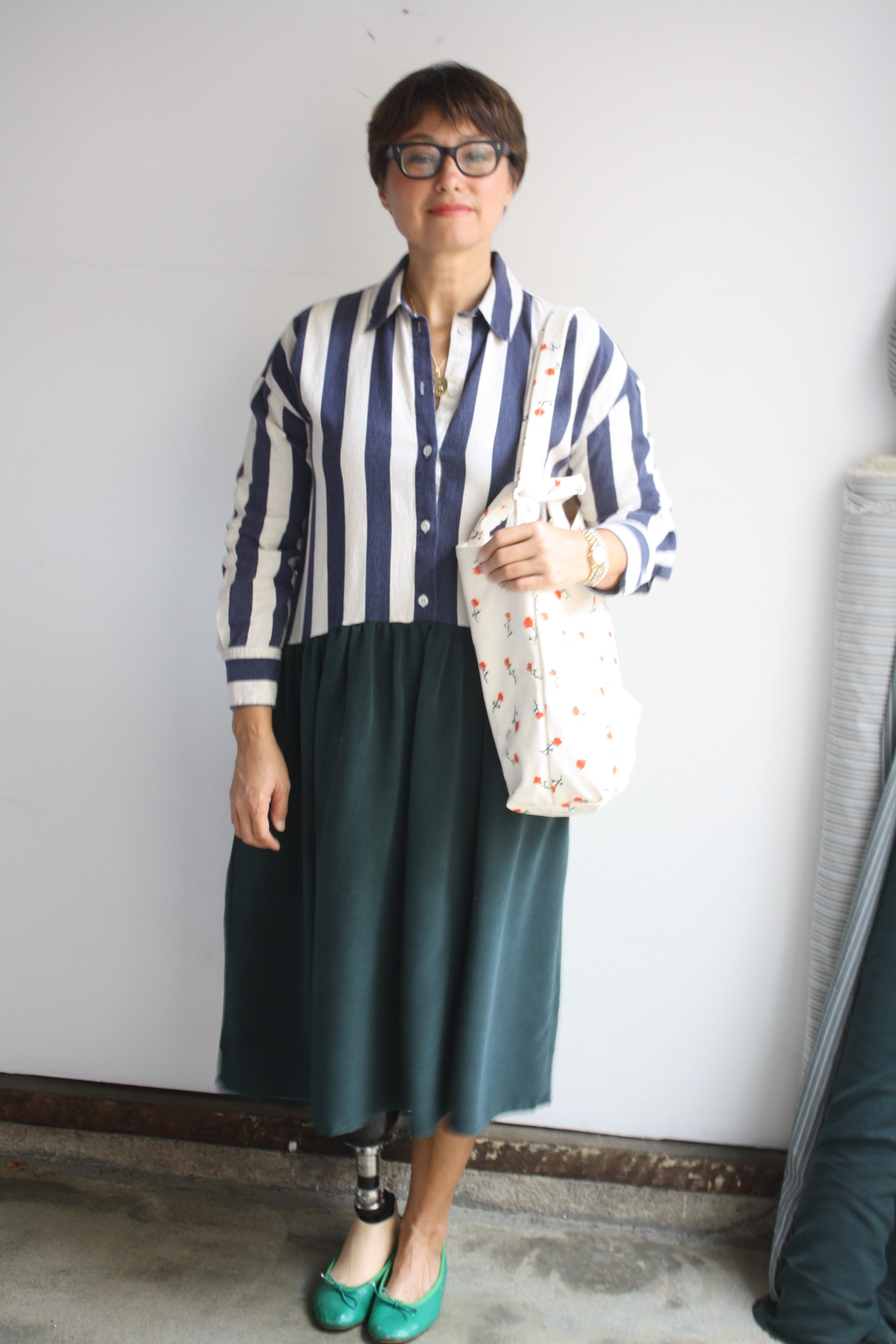 Hedy Dress 15 - Navy Stripe/Pine