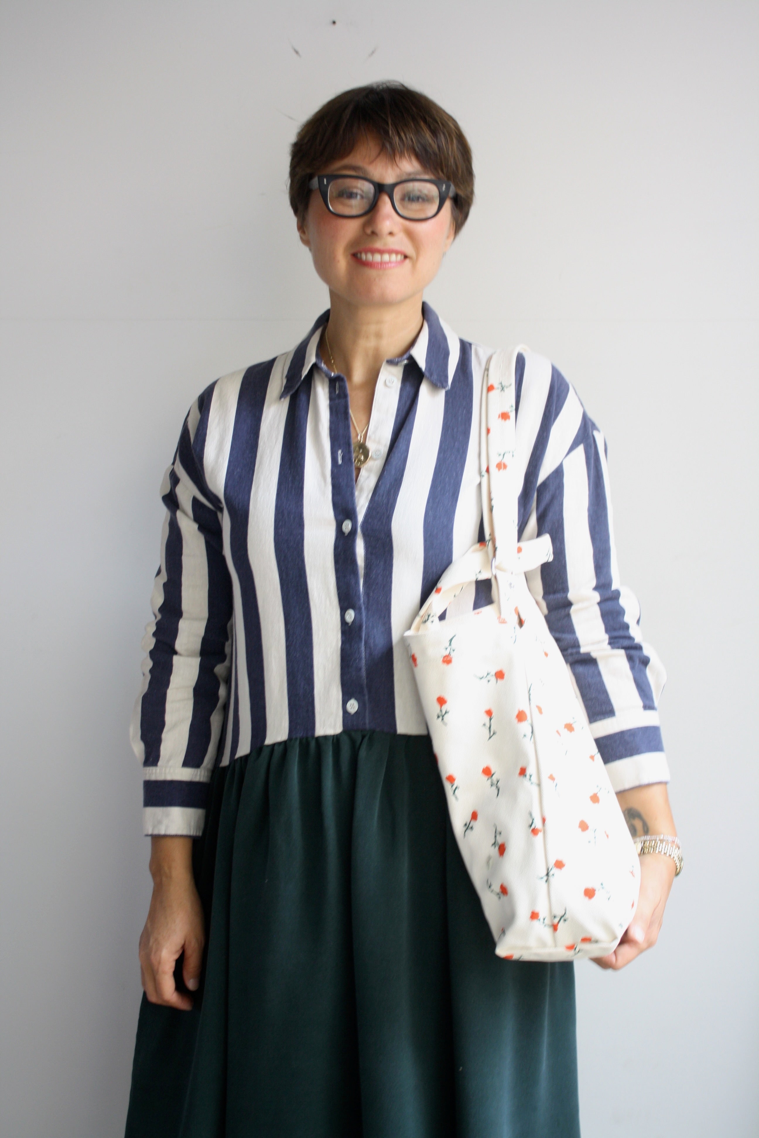 Hedy Dress 15 - Navy Stripe/Pine