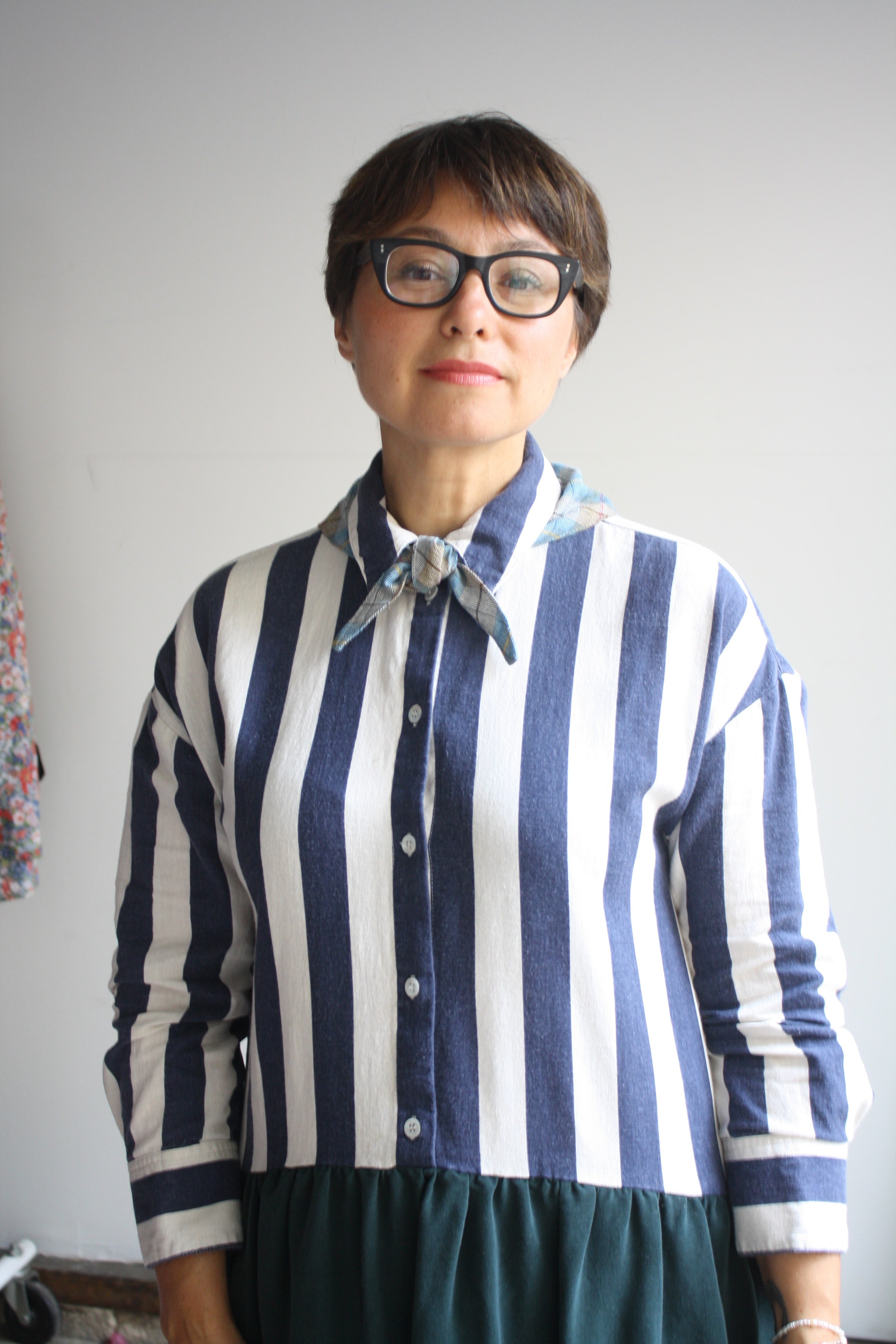 Hedy Dress 15 - Navy Stripe/Pine