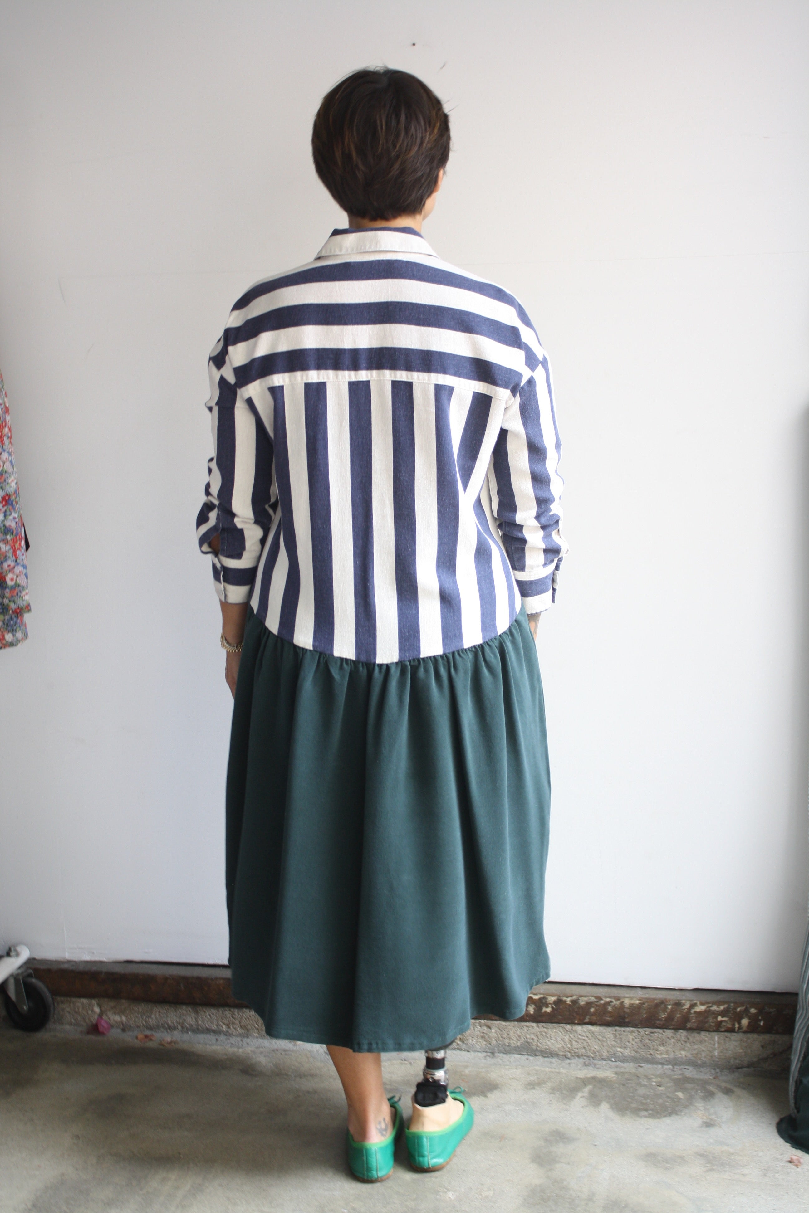 Hedy Dress 15 - Navy Stripe/Pine
