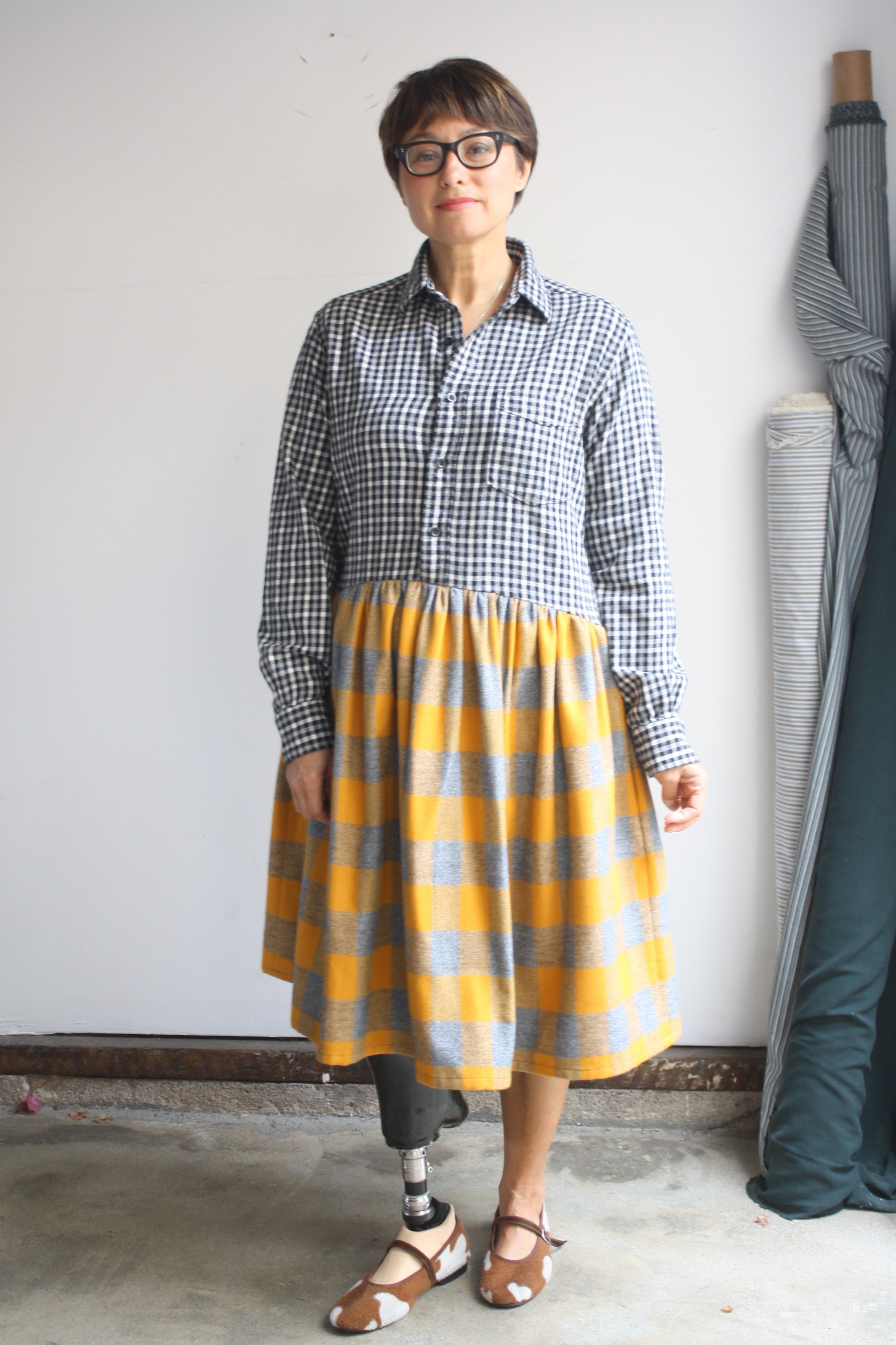 Hedy Dress 17 - Flannel Check/Mustard