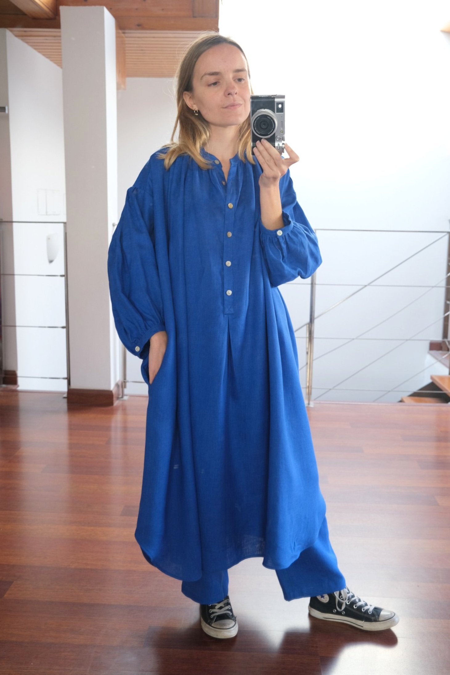Cleo Dress - Royal Blue Linen