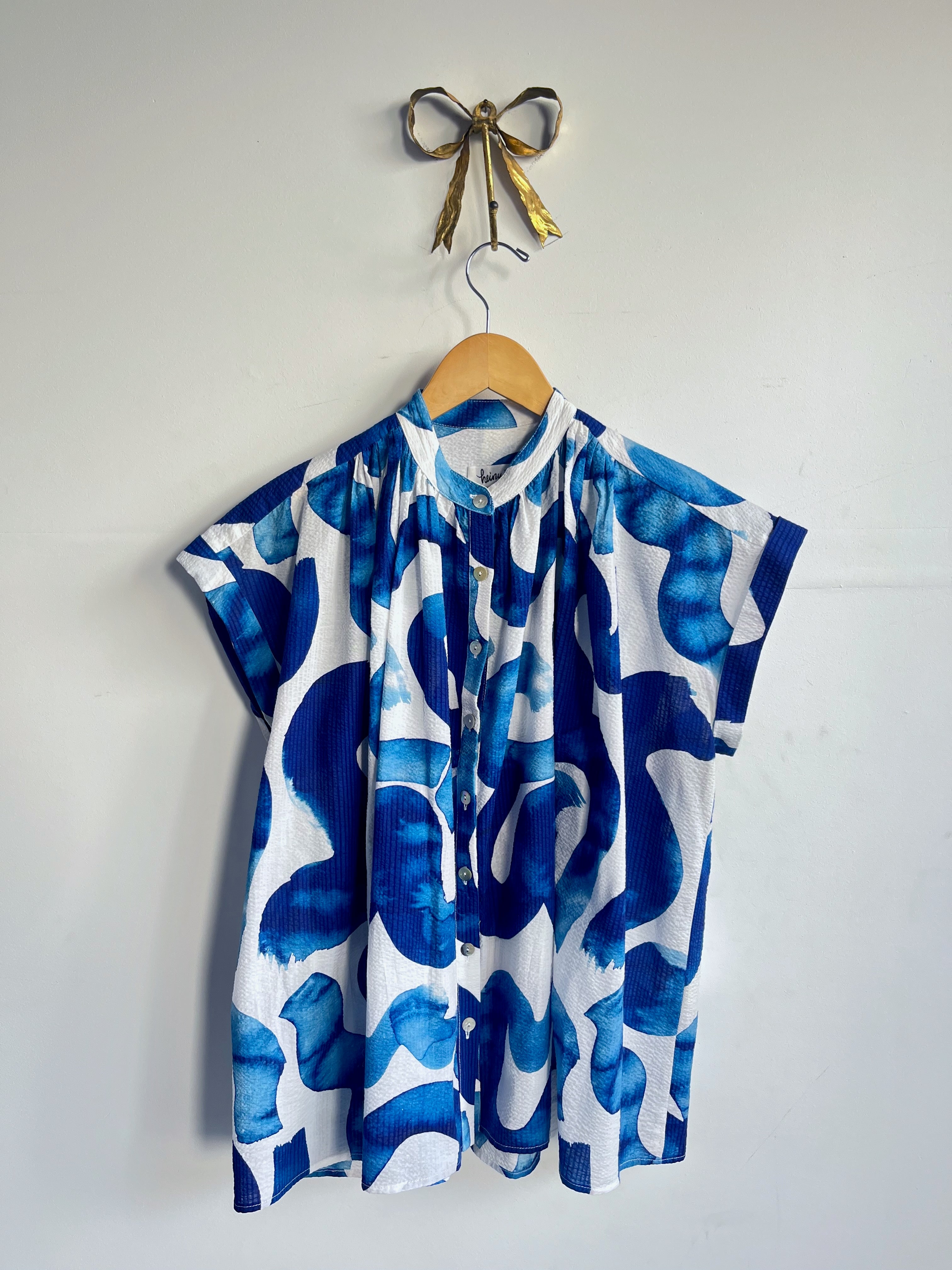 Lumi Blouse - Blue Squiggles