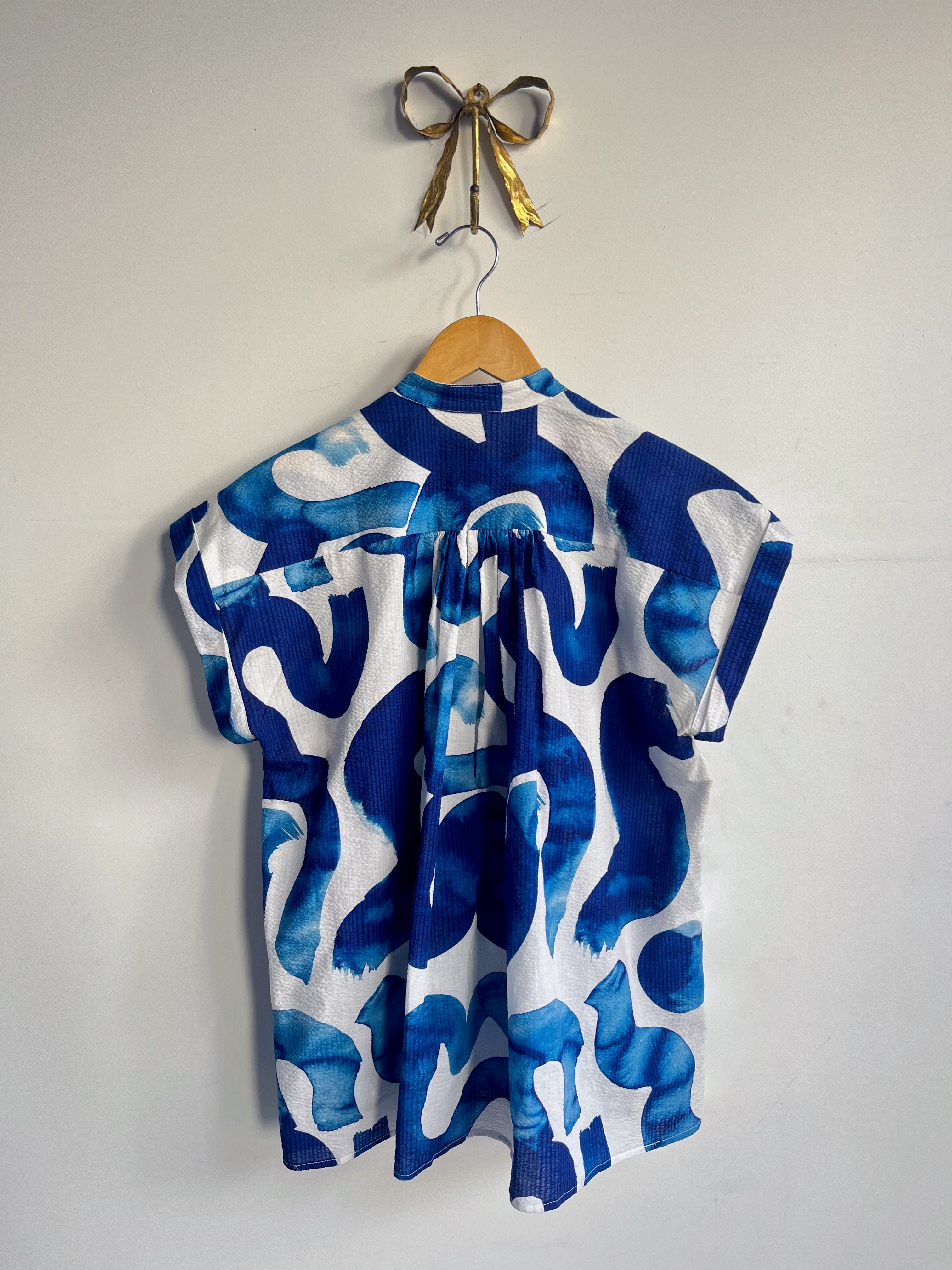 Lumi Blouse - Blue Squiggles