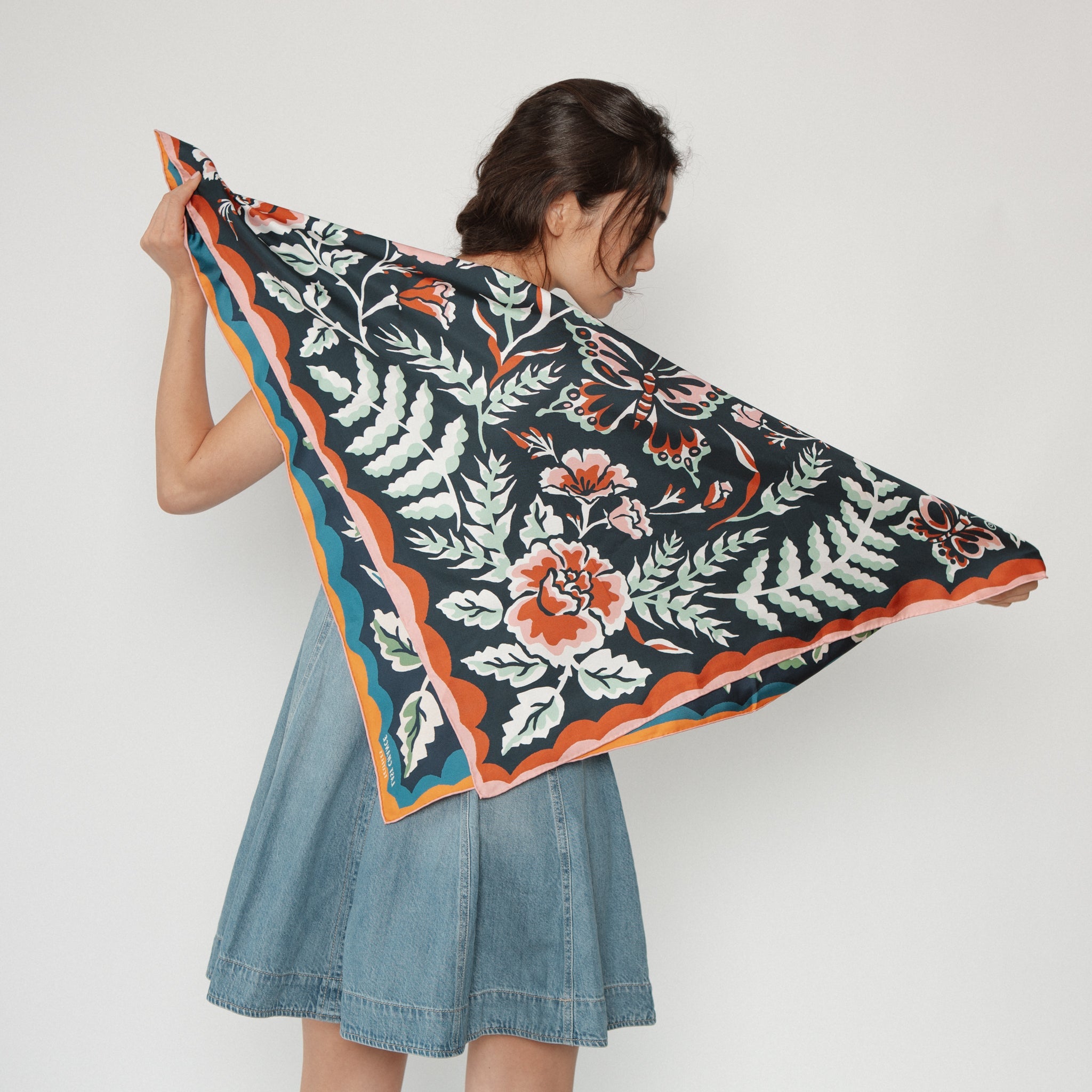 Large Silk Twill Scarf - Wildwood Twofer