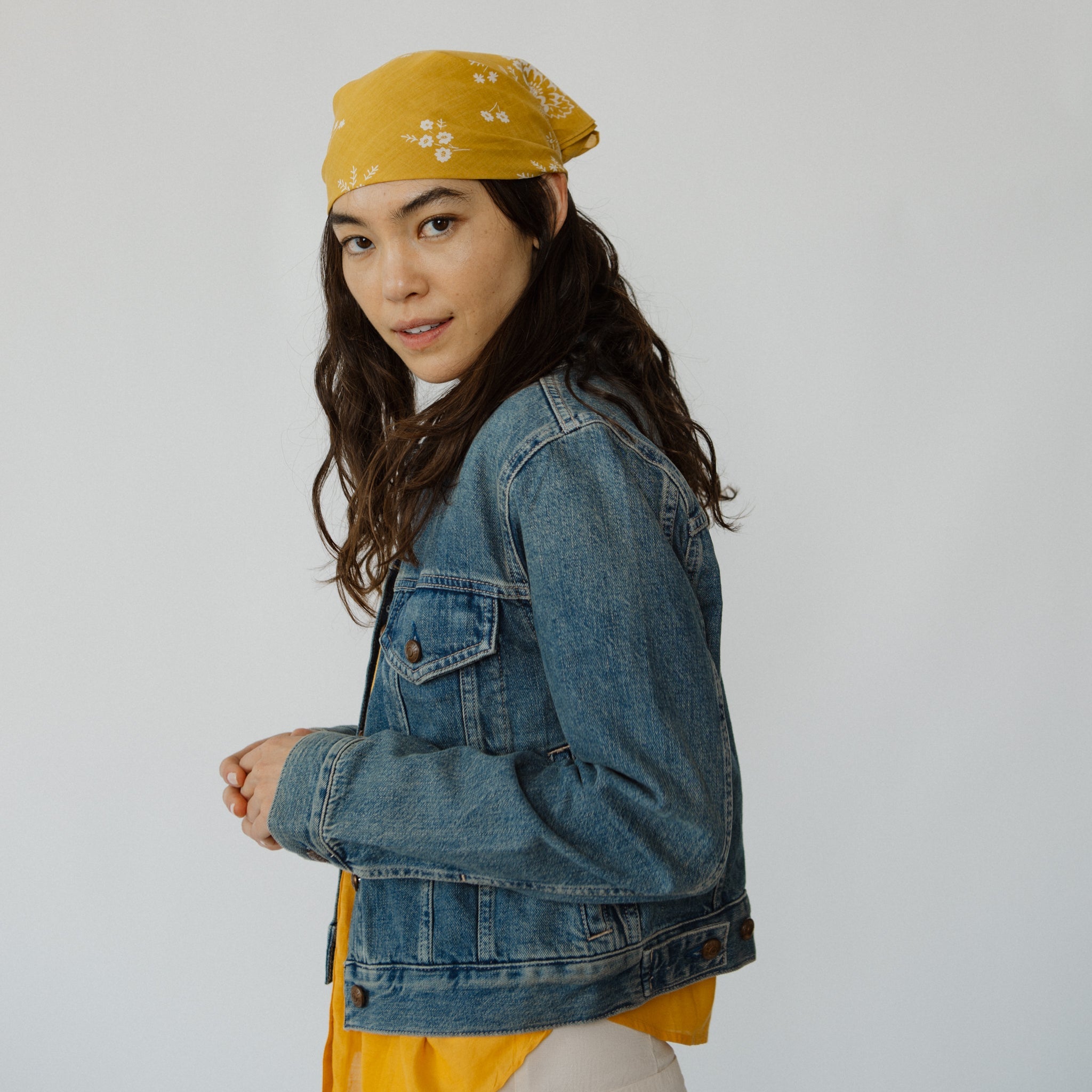 Cotton Bandana - Chartreuse Field