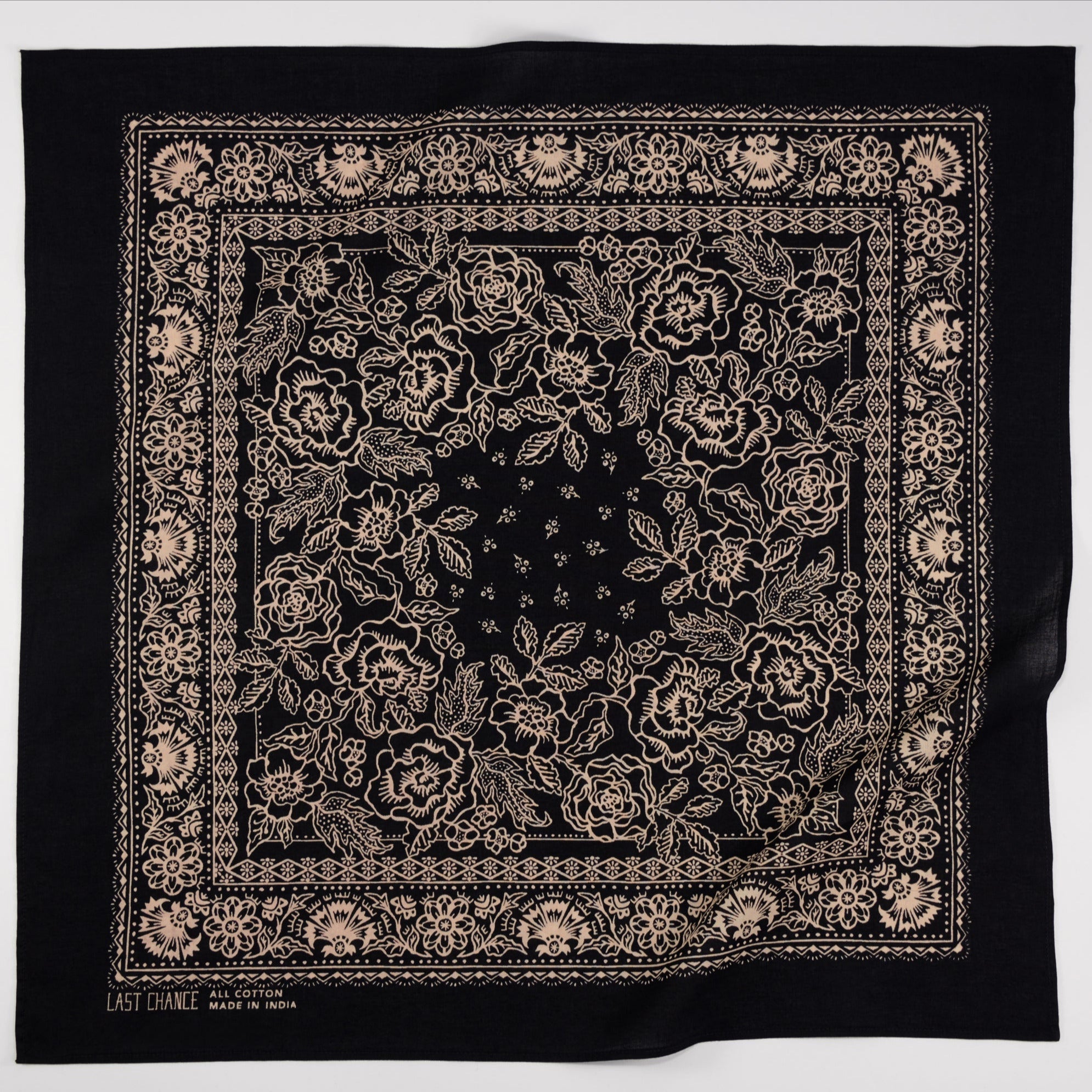 Cotton Bandana - Black Rosey