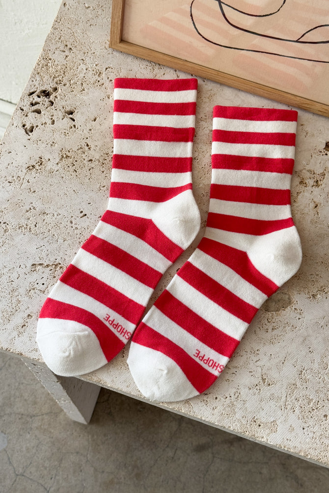Wally Socks - Wide Stripe Red