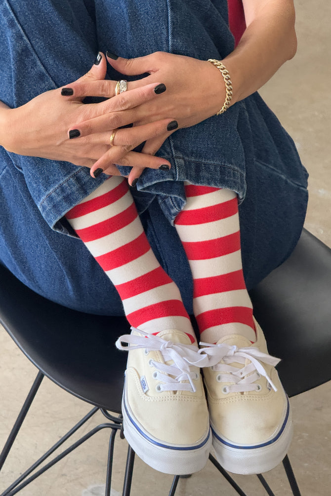 Wally Socks - Wide Stripe Red