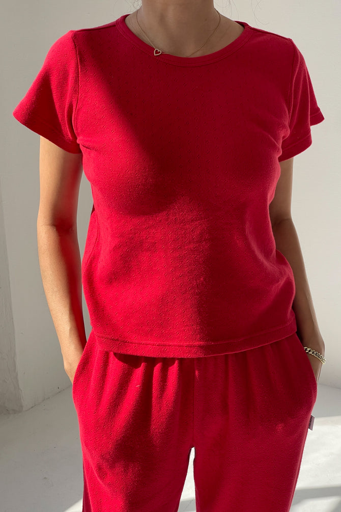 Babe Tee - Red Apple Pointelle