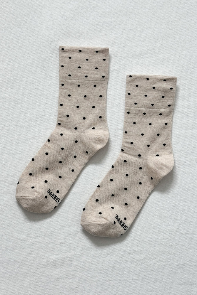 Sneaker Socks - Oatmeal Polka Dot