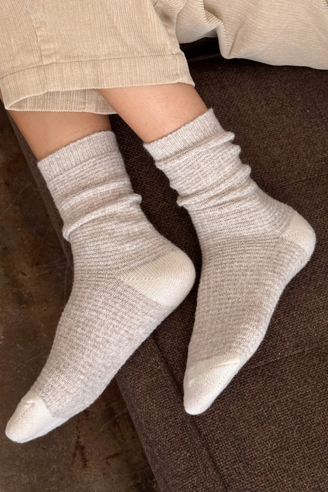 Wool Waffled Socks - Oatmeal