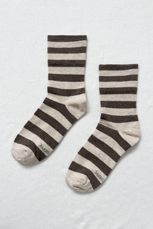 Wally Socks - Wide Stripe Brown