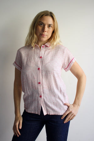 Bertie Shirt - Hot Pink Grid