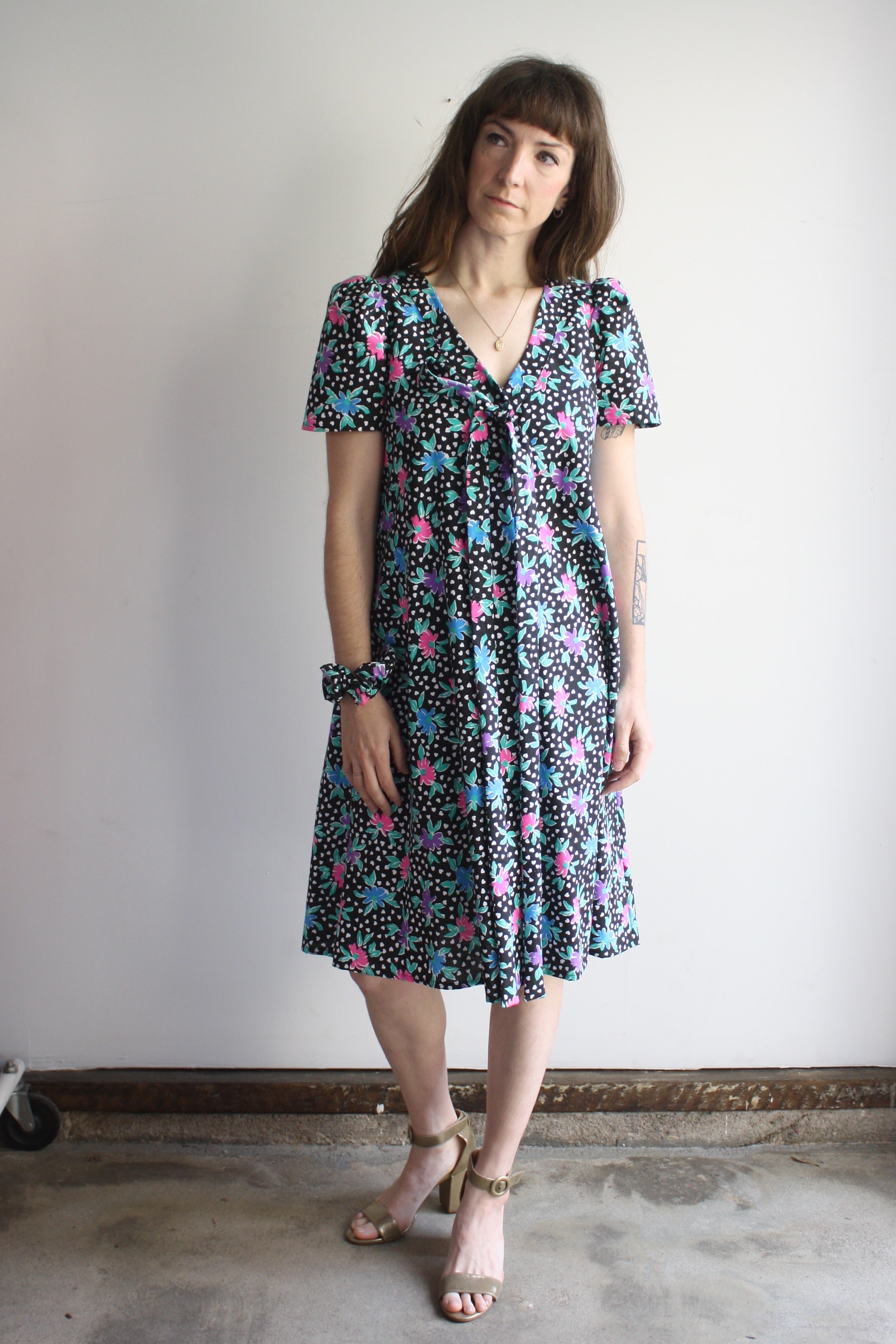 SAMPLE Puff Sleeve Bianca Dress - 90s Hearts Floral