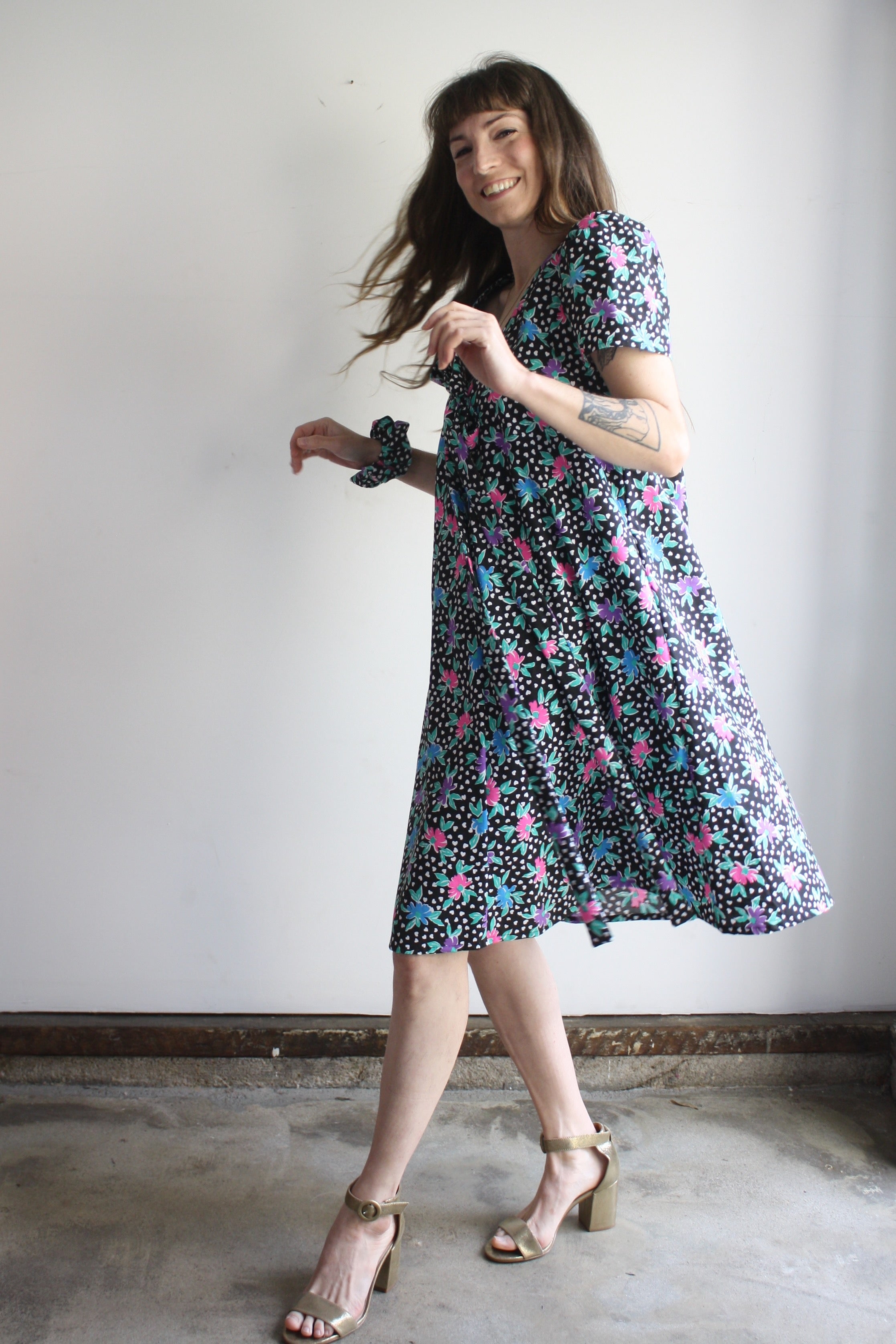 SAMPLE Puff Sleeve Bianca Dress - 90s Hearts Floral