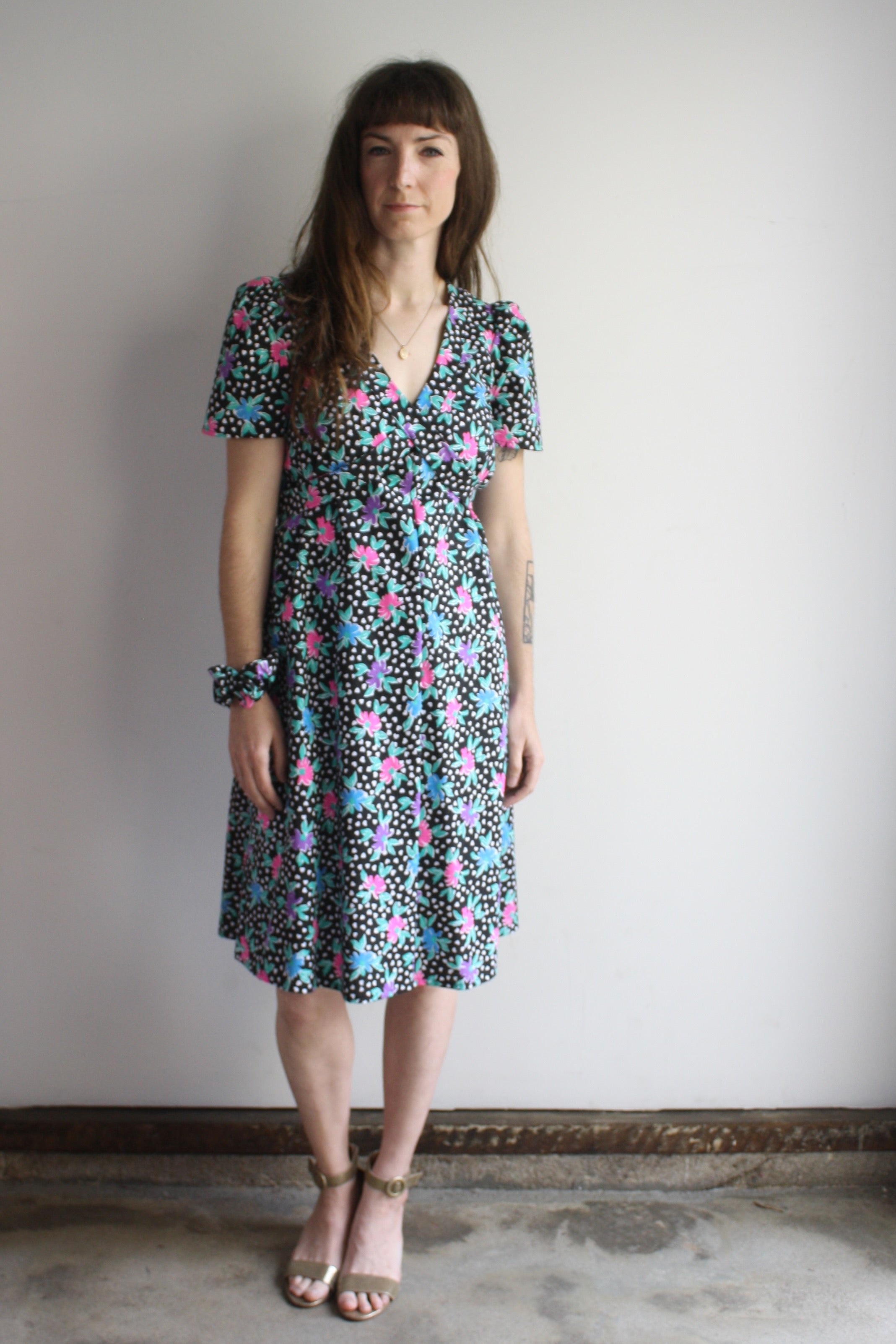 SAMPLE Puff Sleeve Bianca Dress - 90s Hearts Floral