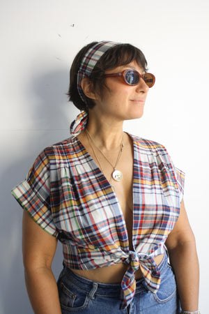 Loretta Wrap/Tie Top - August Plaid