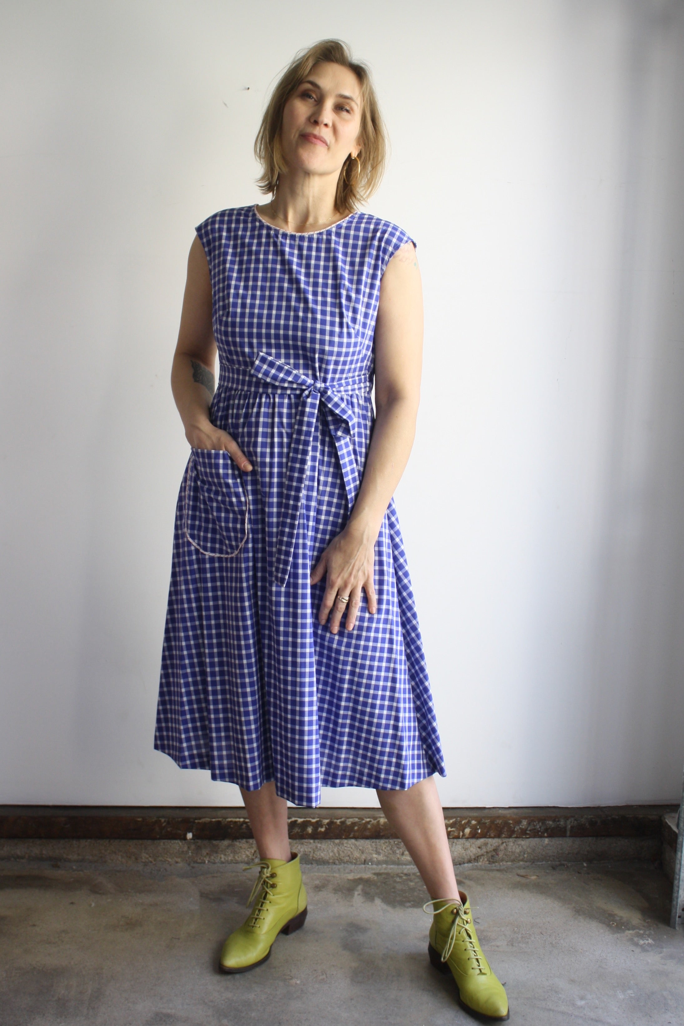 SAMPLE Ruth Dress - Cobalt with Patch Pocket