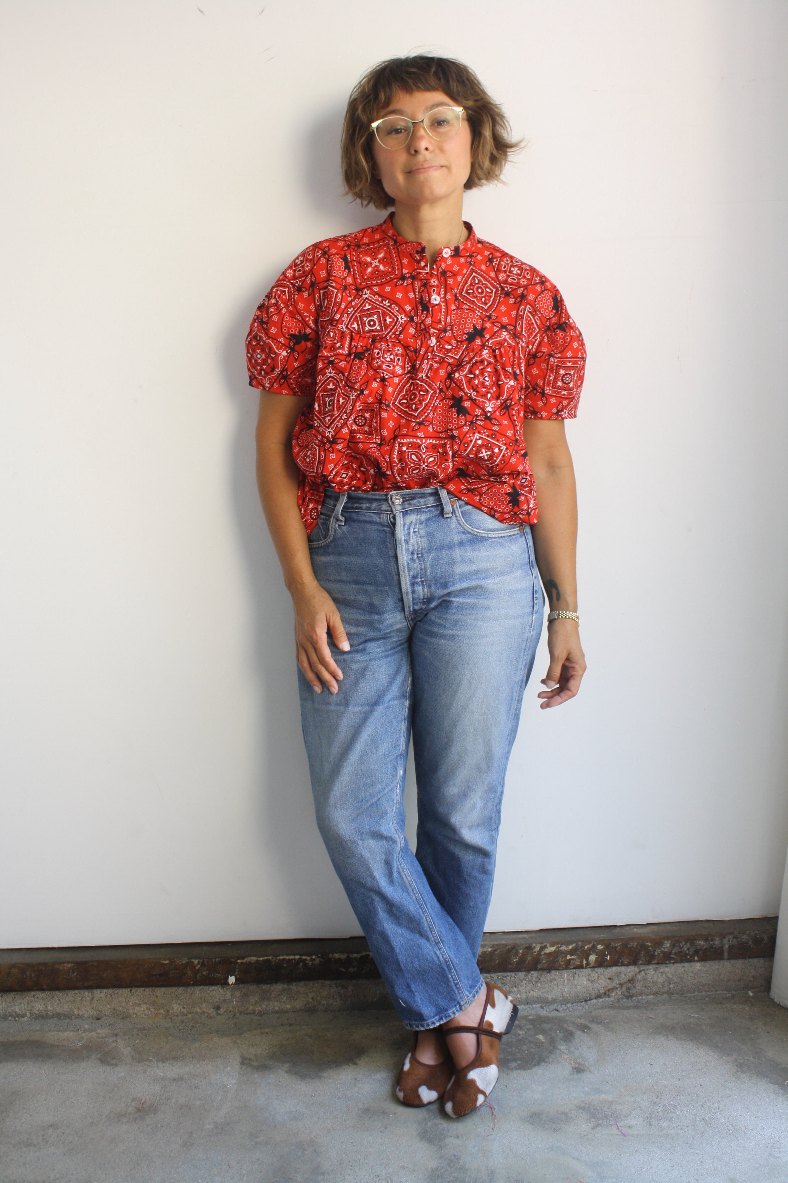 Addie Blouse - Strawberry Bandana