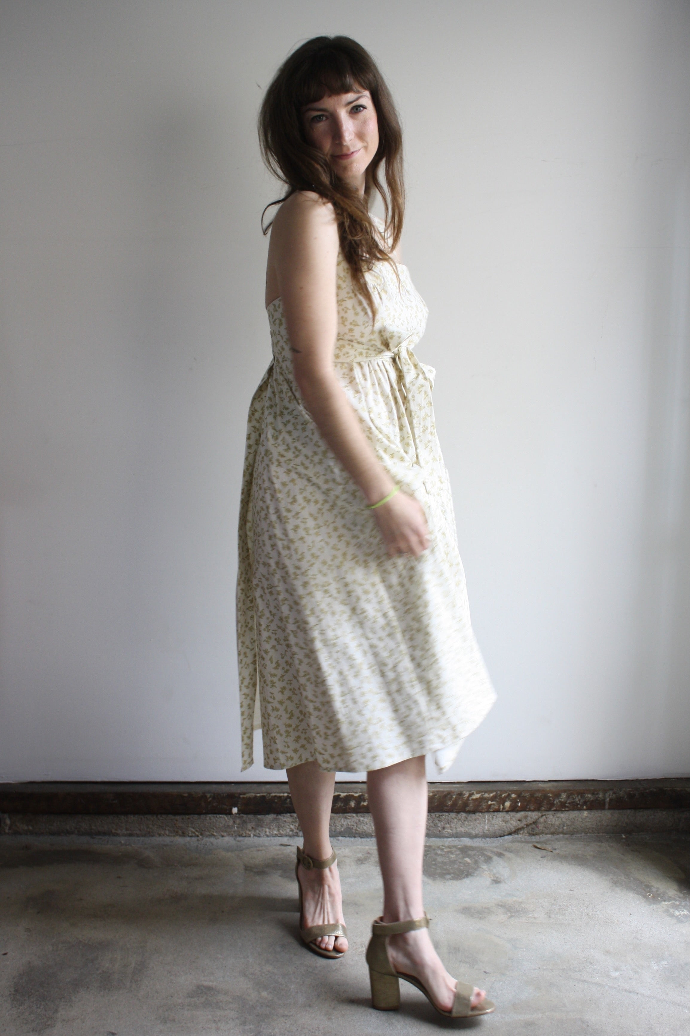 SAMPLE Back-wrap Sundress - Metallic Gold Floral