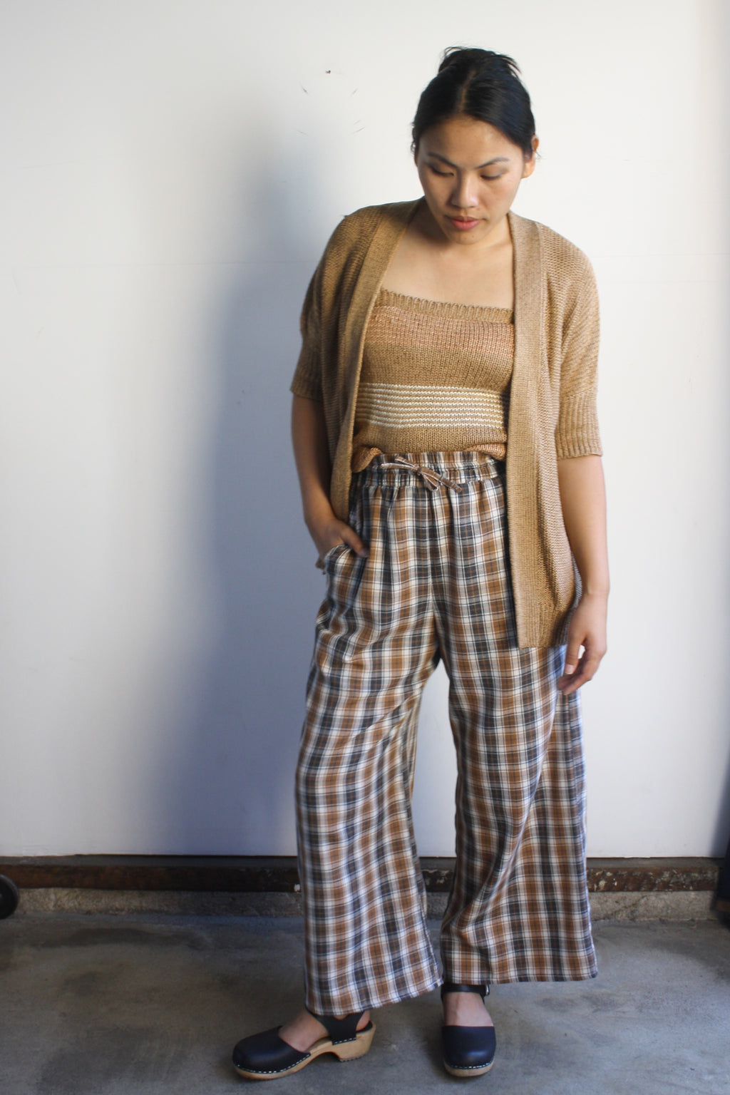 Esme Wide Leg pant - Camel/Charcoal