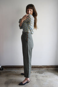 SAMPLE Naomi Pants - Gray-Green Linen