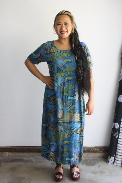 vintage fruit dress Blue Fruits Dress