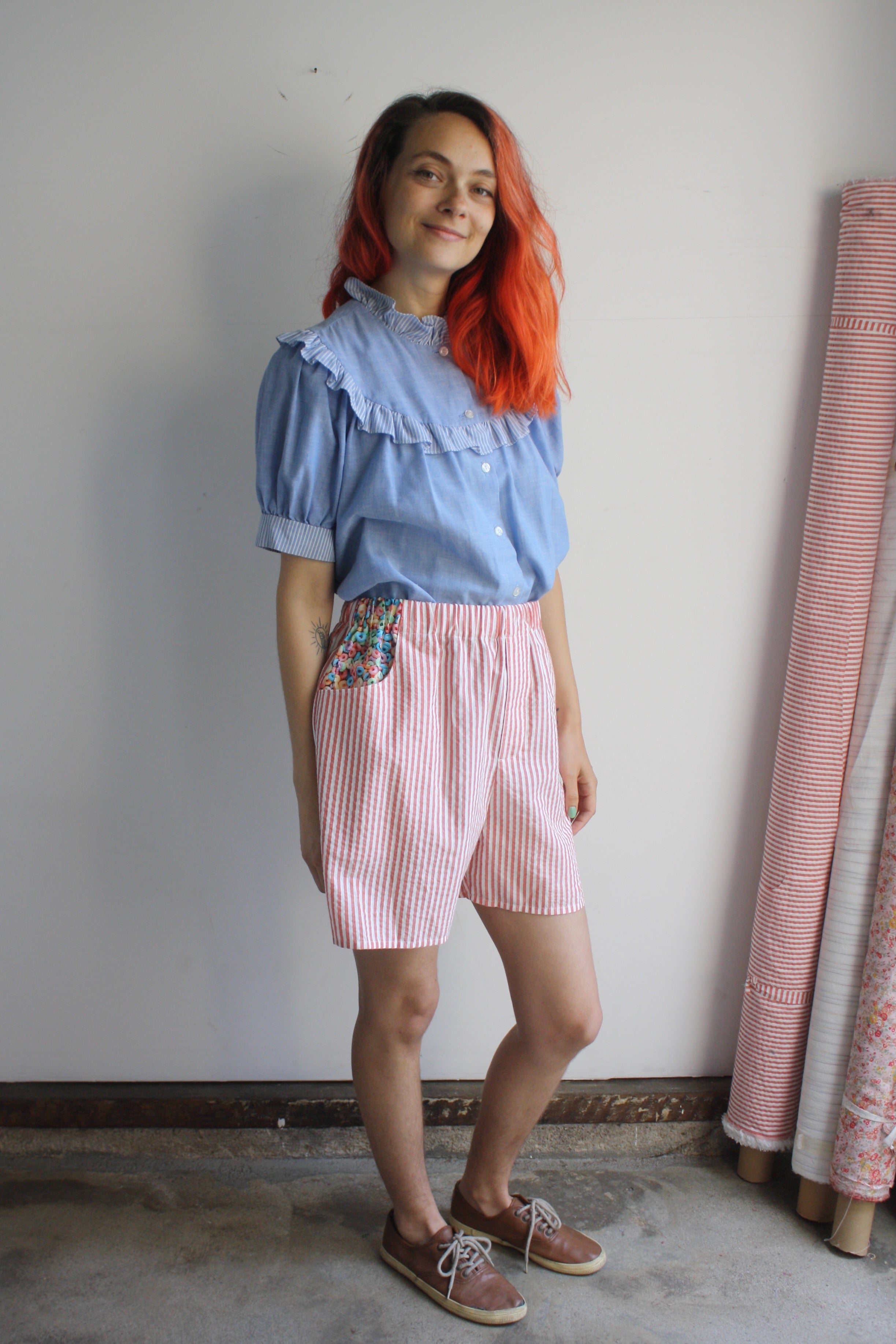 Ruffle Chambray blouse