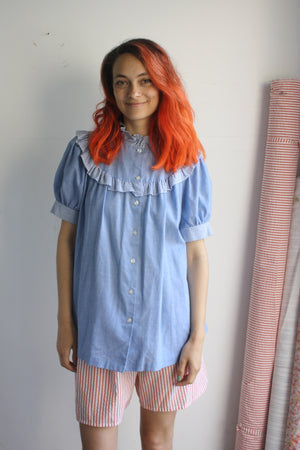 Ruffle Chambray blouse