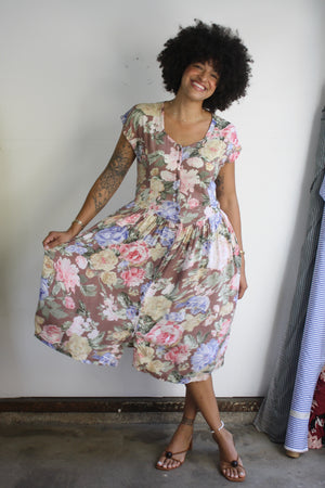 Cocoa Floral Rayon Dress