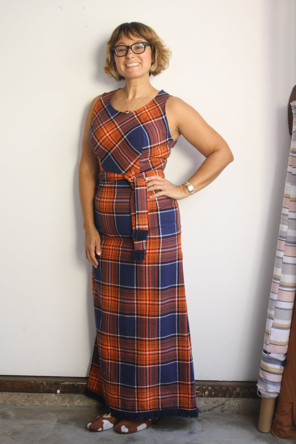 Fringe Wool Maxi Dress