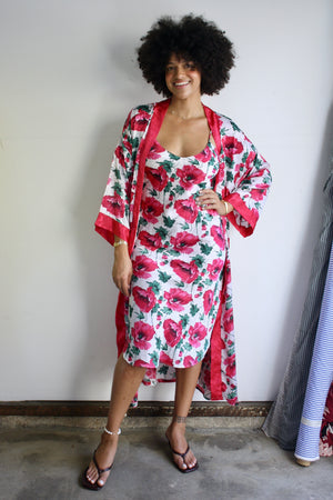 Poppy Print Slip & Robe Set