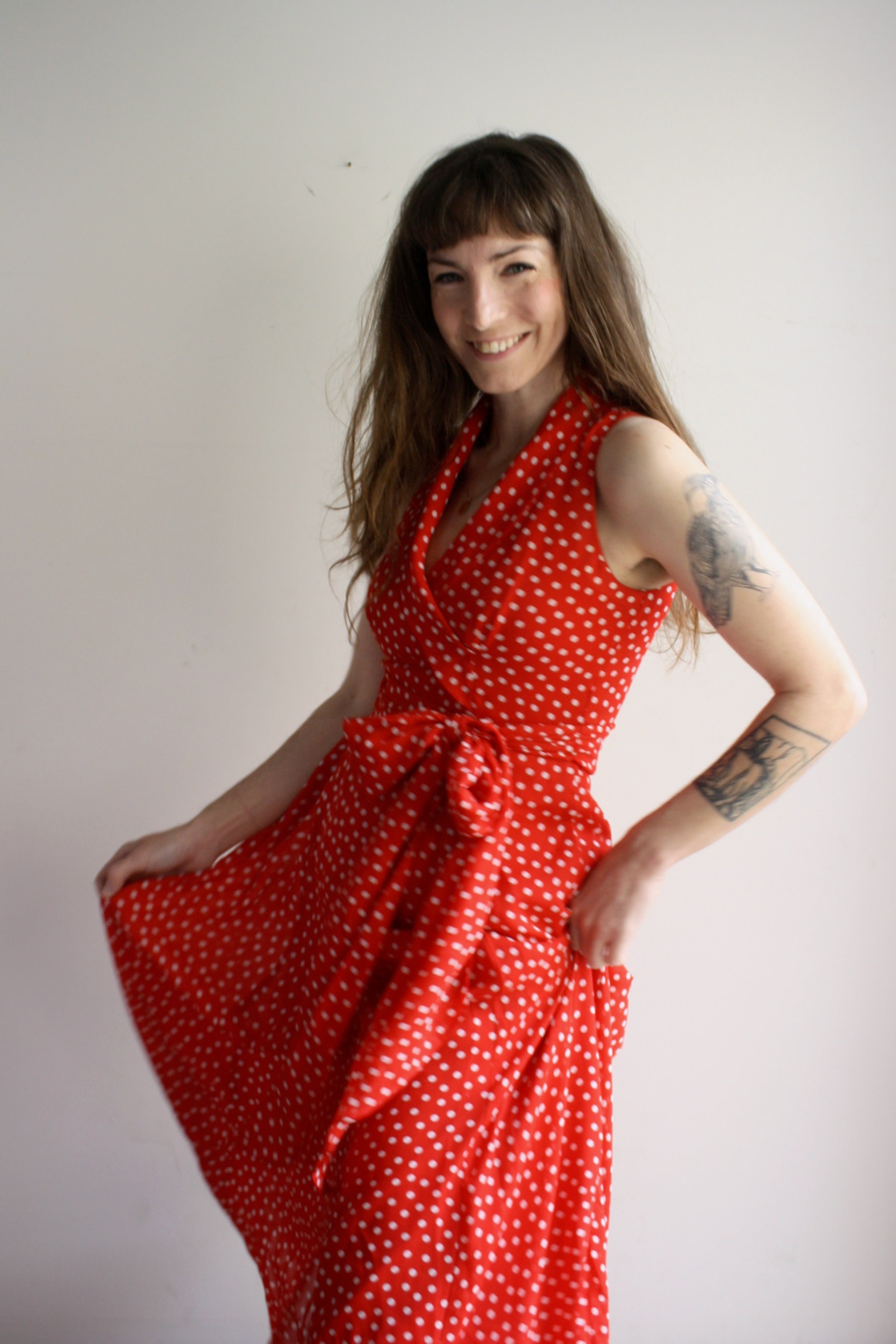 red polka dot summer dress High Neck Polka Dot Long Red Summer Dress FancyVestido