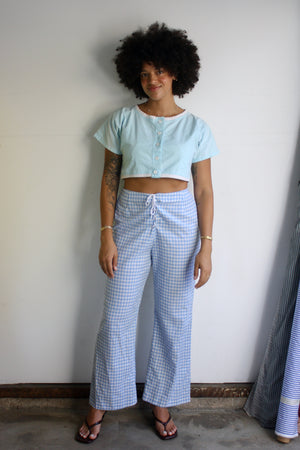 Lace-Up Gingham Pants
