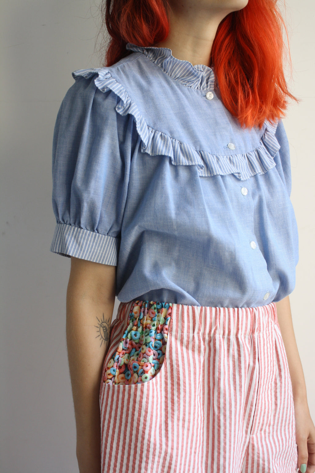 Ruffle Chambray blouse