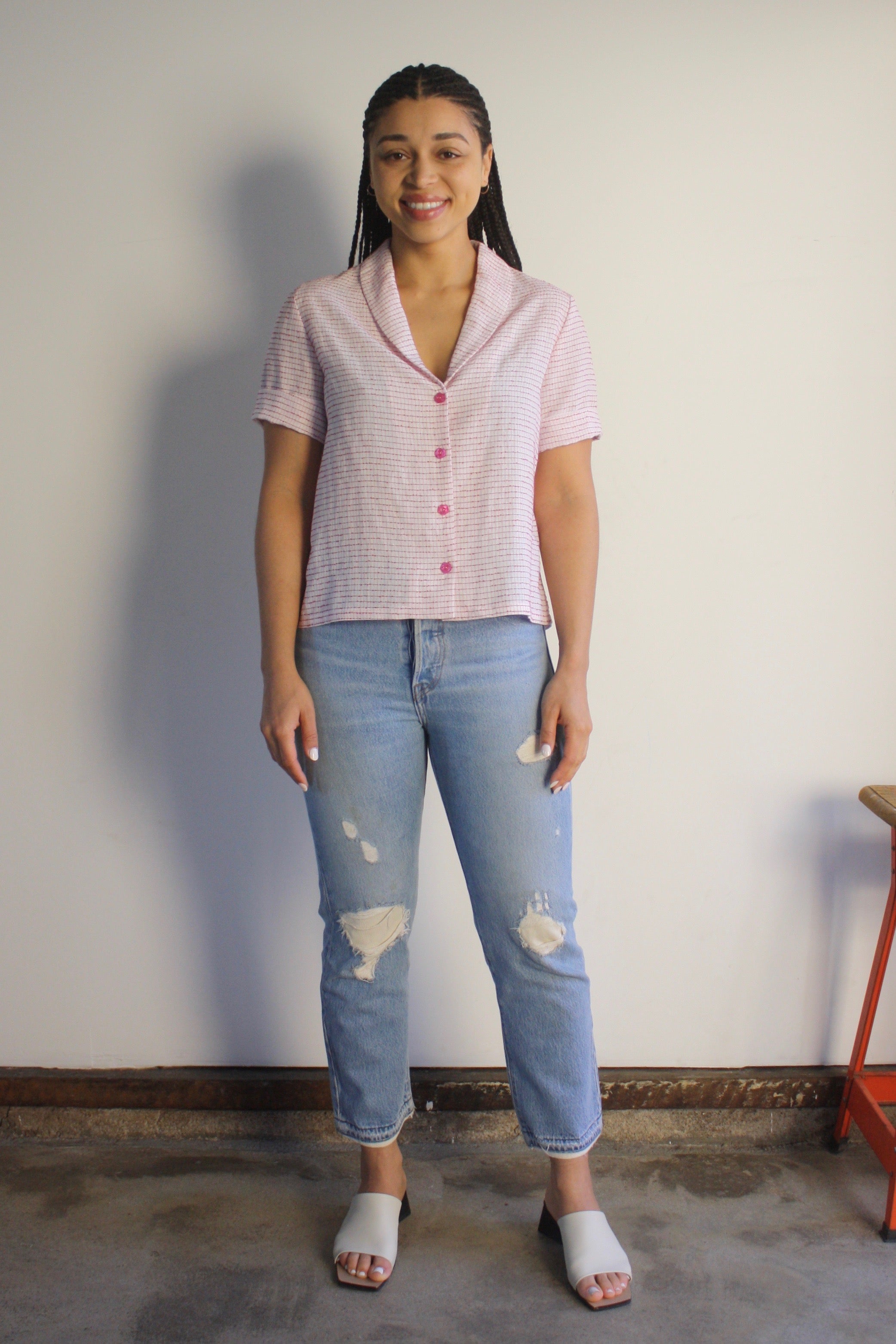Laurence Blouse - Hot Pink Grid