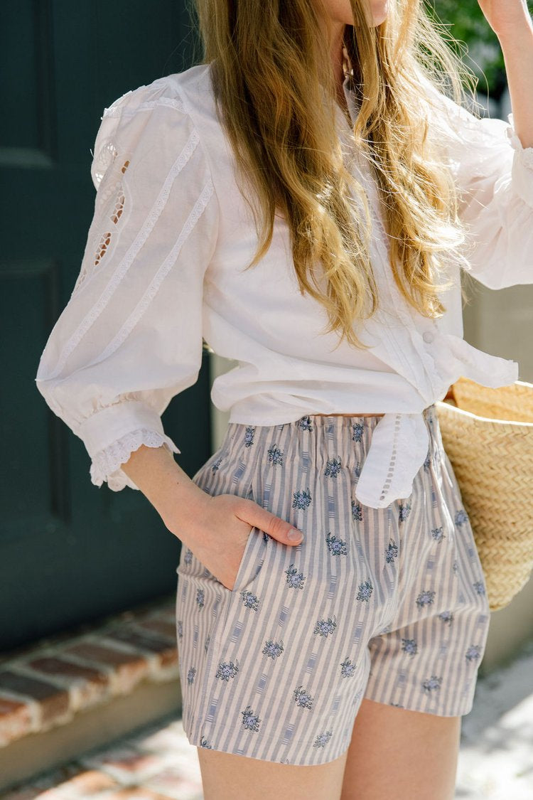 Laila Shorts - Provence Stripe